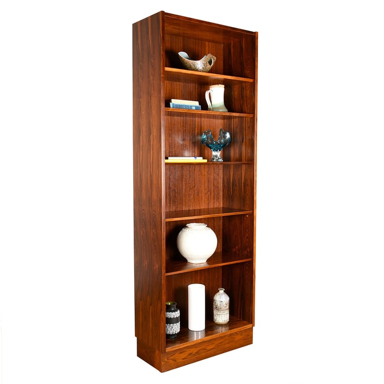 Adjustable Shelf 28&#8243; Bookcase &#8212; in Danish Modern Rosewood