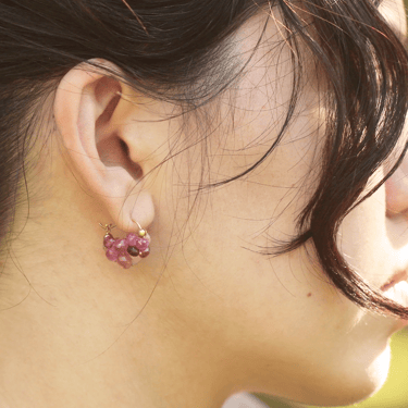 Rachel Atherley | Cloud Huggie Earrings in 14kg + Pink Tourmaline