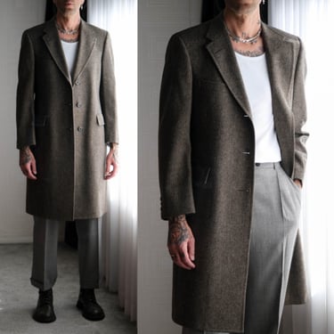 Vintage 70s RAQUET CLUB by Hart Schaffner & Marx Dark Brown Tweed Herringbone  Overcoat | Made in USA | 100% Wool | 1970s Designer Jacket 