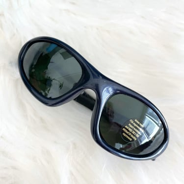 Vintage Y2K Dark Blue Wraparound Sunglasses 