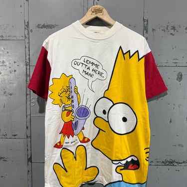 Vintage 1989 Bart Simpson Graphic T-Shirt  The Simpsons  Streetwear TV Show Promo Single Stitch Lisa simpson Size M 