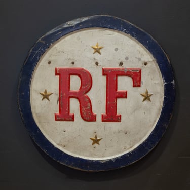 Mid-Century République Francais Metal Flag Holder/Sign c.1960s