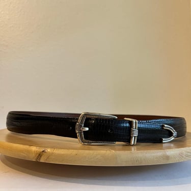 Vintage 90s Blue Leather Silver Triangle Buckle Belt | so  display picture 2