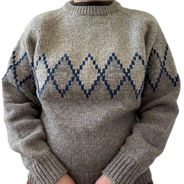 Vintage Gap Unisex 100% Wool Geometric Oversized Grandpa Cozy Chunky Sweater M 