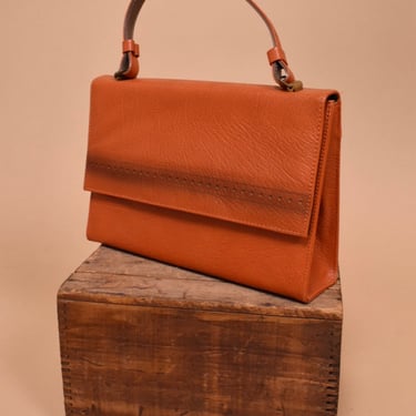 Orange Rectangular Leather Purse