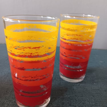 1960s Drinking Glasses in Red, Orange and Yellow Set of 4 