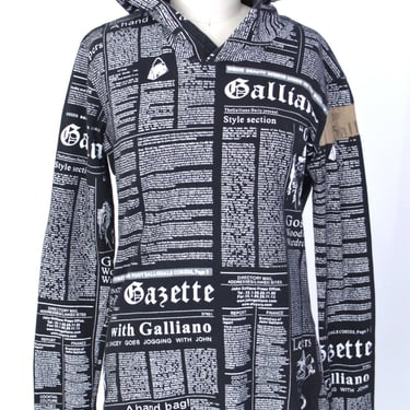 John Galliano Newspaper Print Hoodie