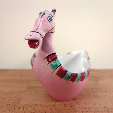 Bitossi Pink Horse Bowl | Aldo Londi | Flaws | No Bridle Ring | Italy 
