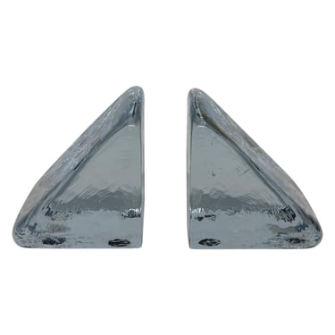 Handmade Glass Bookends by Blenko - a Pair