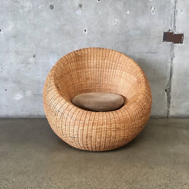 Woven Wicker Birds Nest Chair In The Style Of Isamu Kenmochi