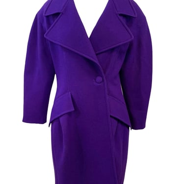 Christian Lacroix 90s Exaggerated Silhouette Purple Wool Coat