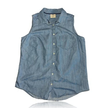 90s Chambray Button Up Tank Top // St. John's Bay 