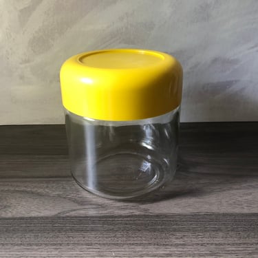 Mod Vintage Heller Storage Jar Yellow  Lid, Massimo Vignelli Design, Yellow kitchen decor 
