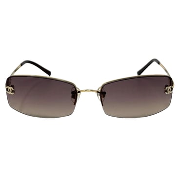 Chanel Deep Purple Mini Rhinestone Rimless Sunglasses