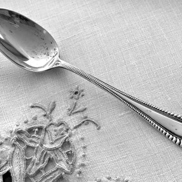 Antique sterling silver demitasse spoon by Wallace in Atalanta pattern. Small collectible 5 o'clock spoon with old R.W.&S. Hallmark 
