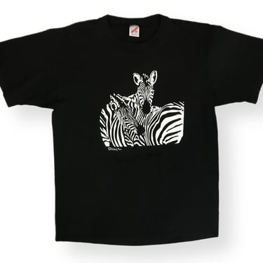 Vintage 1990 Zebra Animal Nature Art T-Shirt Size XL/XXL 