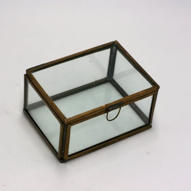 vintage brass and glass display box 