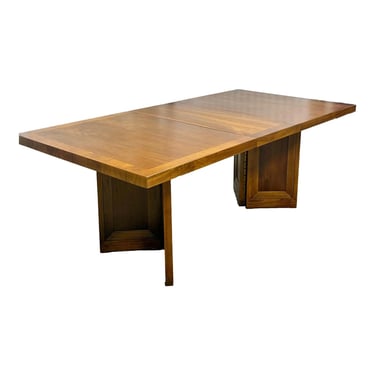 Vintage Young Manufacturing Mid Century Walnut Dining Table With One Leaf - Newly Refinished 