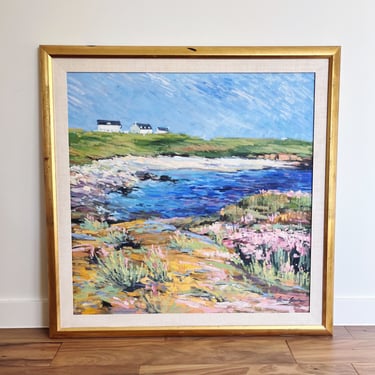 Vintage Impressionist Coastal Original Oil Painting 