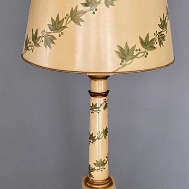 Vintage Tole Lamp With Tole Shade Green Ivy Garden Chic 