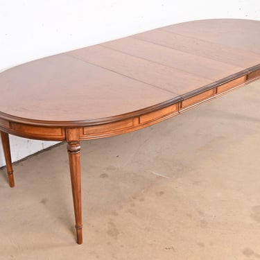 Drexel French Regency Louis XVI Walnut Extension Dining Table, Newly Refinished