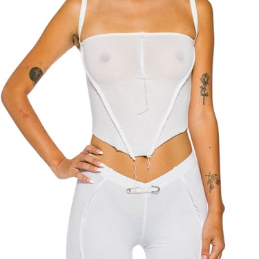 V CUT TANK IN WHITE RIB