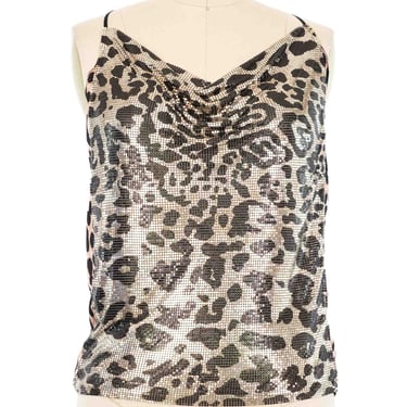 Paco Rabanne Leopard Chainmail Satin Tank Top