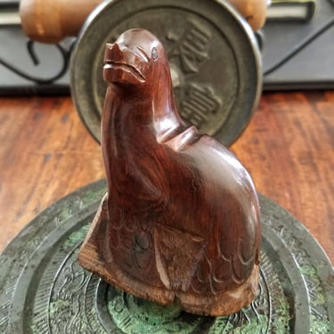 Wood SEAL PUP Carving~Small Carved Baby Seal~Vintage Animal Figurine Sea Lion Wood Sculpture~Brazilian Hardwood~JewelsandMetals 