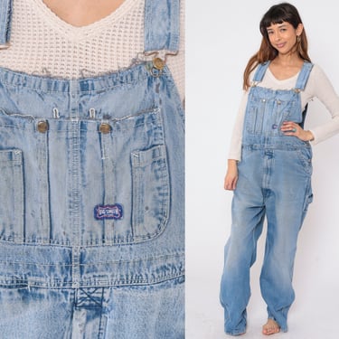 Big Smith Jean Overalls 00s Denim Overall Pants Coveralls Work Wear Baggy Dungarees Distressed Paint Splatter Vintage Y2K Mens 42 x 32 XL 