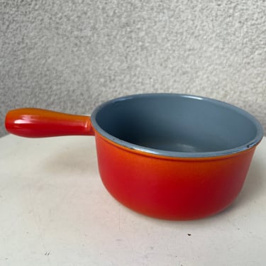 Vintage Descoware cookware orange pot grey Size 6” x 3”plus 