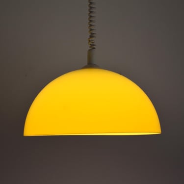 Vintage Yellow Pendant Light / Space Age Plastic Lamp / Atomic Hanging Lmap / Dining Room Light / Yugoslavia / 1970s 