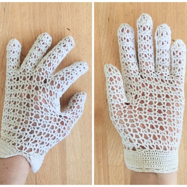 50s white crochet gloves 