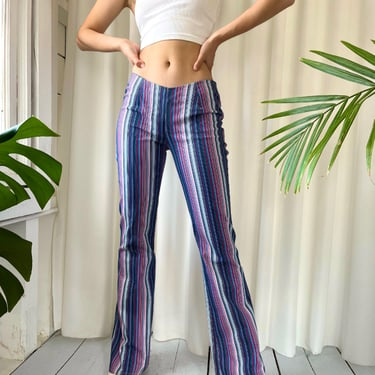 Y2K Striped Low Rise Flares