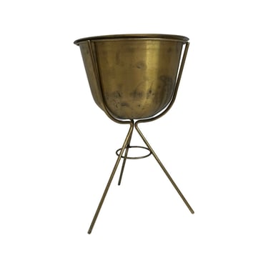 Vintage mid century modern solid brass planter atomic 50s kitsch 