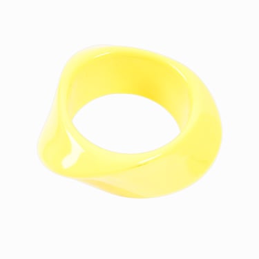 Vintage Plastic Bangle Cuff Bracelet Yellow 