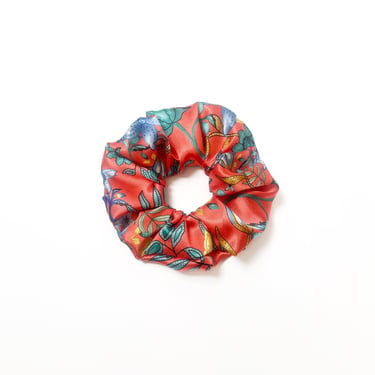 Floral Giant Scrunchies - Satin Red / Green / Teal / Yellow  - tie wrap / Tropical / Vacation / printed / paisley wallpaper 