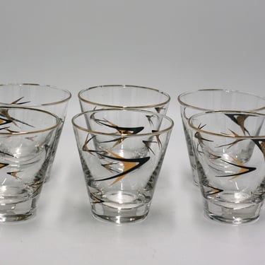 vintage Libby atomic boomerang lowball glasses/set of six 