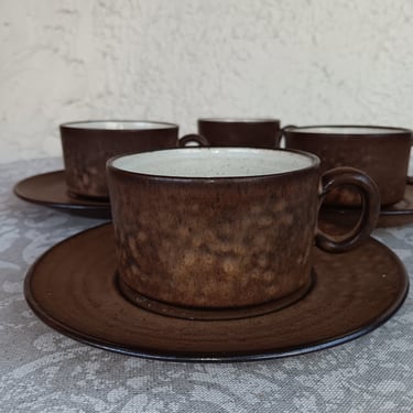 Zaalberg Holland Coffee Cups and Saucers | 4 cups and 4 Saucers | Midcentury Pottery 