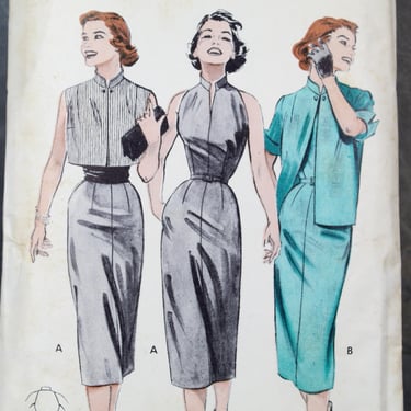 1950s Butterick #6895 Dress Pattern | Size 14/Bust 32" | COMPLETE Cut Pattern in Original Envelope | FREE SHIPPING 