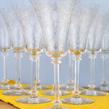 Vintage Etched Goblets - Set of 10