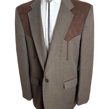 Vintage CIRCLE S Western Gabardine Blazer ~ size 48 Long ~ jacket / sport coat ~ Rockabilly / Cowboy 