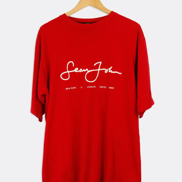 Vintage Sean John Simple Handwriting Font Faded Vinyl T Shirt Sz M
