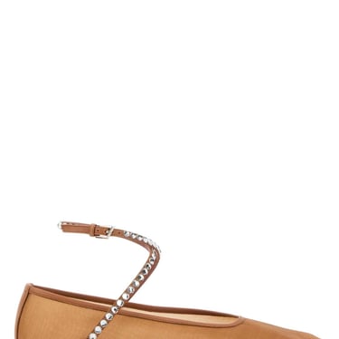 Amina Muaddi Women Orange Mesh Ane Ballerinas