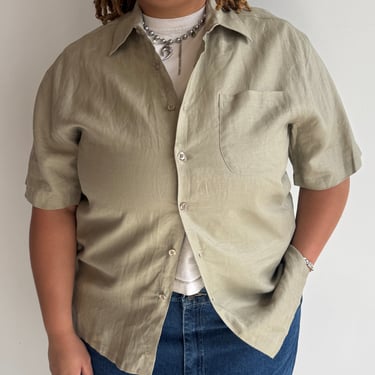 Vintage - Sand Linen Short Sleeve Shirt (1X)