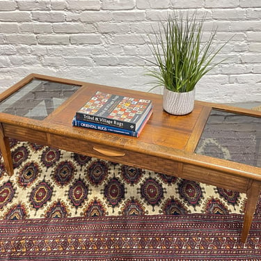 Mid Century Modern Walnut + Smoked Glass COFFEE TABLE by Lane Furniture 