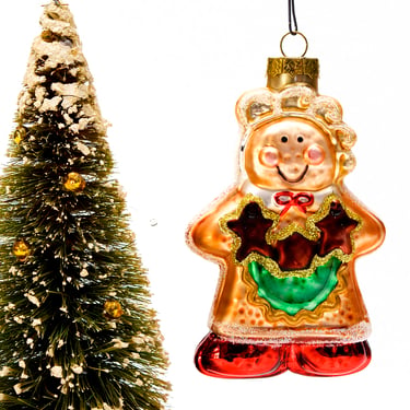 VINTAGE: Gingerbread Glass Ornament - Blown Figural Glass Ornament - Hand Painted Ornament - Mercury Ornament - SKU 30-404-00016199 