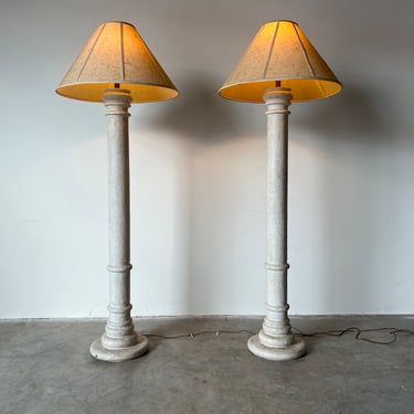80's Postmodern Handmade Composite Floor Lamps - a Pair 