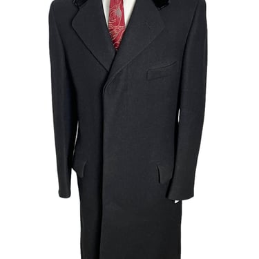 Vintage 1930s/1940s Wool Overcoat ~ size 37 ~ Topcoat/Trench Coat ~ 36 / 38 ~ Velvet Collar 