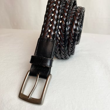 Men’s brown & black woven braided belt~ boho western long thin skinny trouser belts XL open size up to 40” waist 