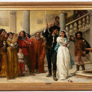&quot;The Taming of the Shrew&quot; by Frank William Warwick Topham, Oil on Canvas (1879)